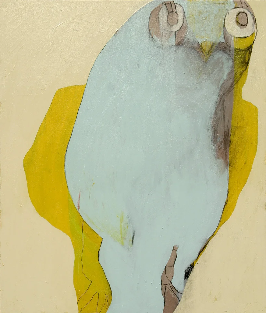 Yellow Breasted Owl 2006 Acrylic and charcoal on cotton canvas 140 x 120cm