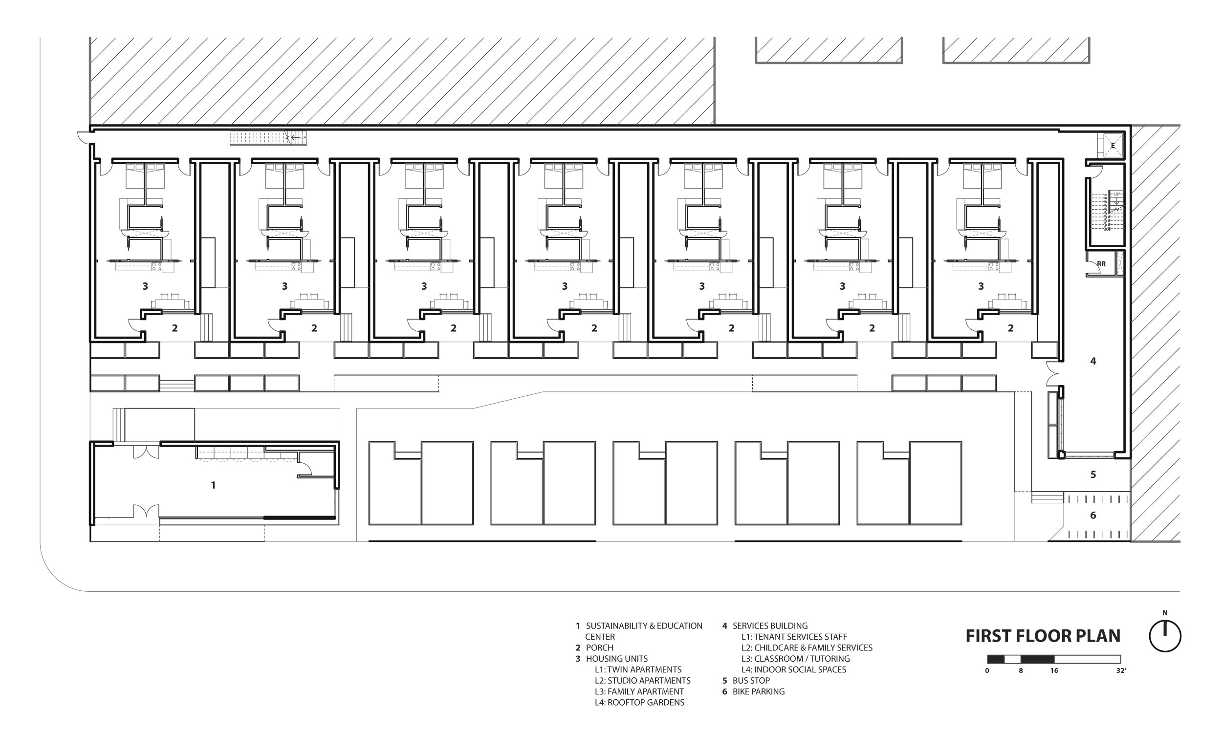Overall Plan The emphasis on education extends to adults as well. A variety of sustainable life skills and job training classes are provided in the education center anchoring the site on the corner to both residents and the surrounding community, al…
