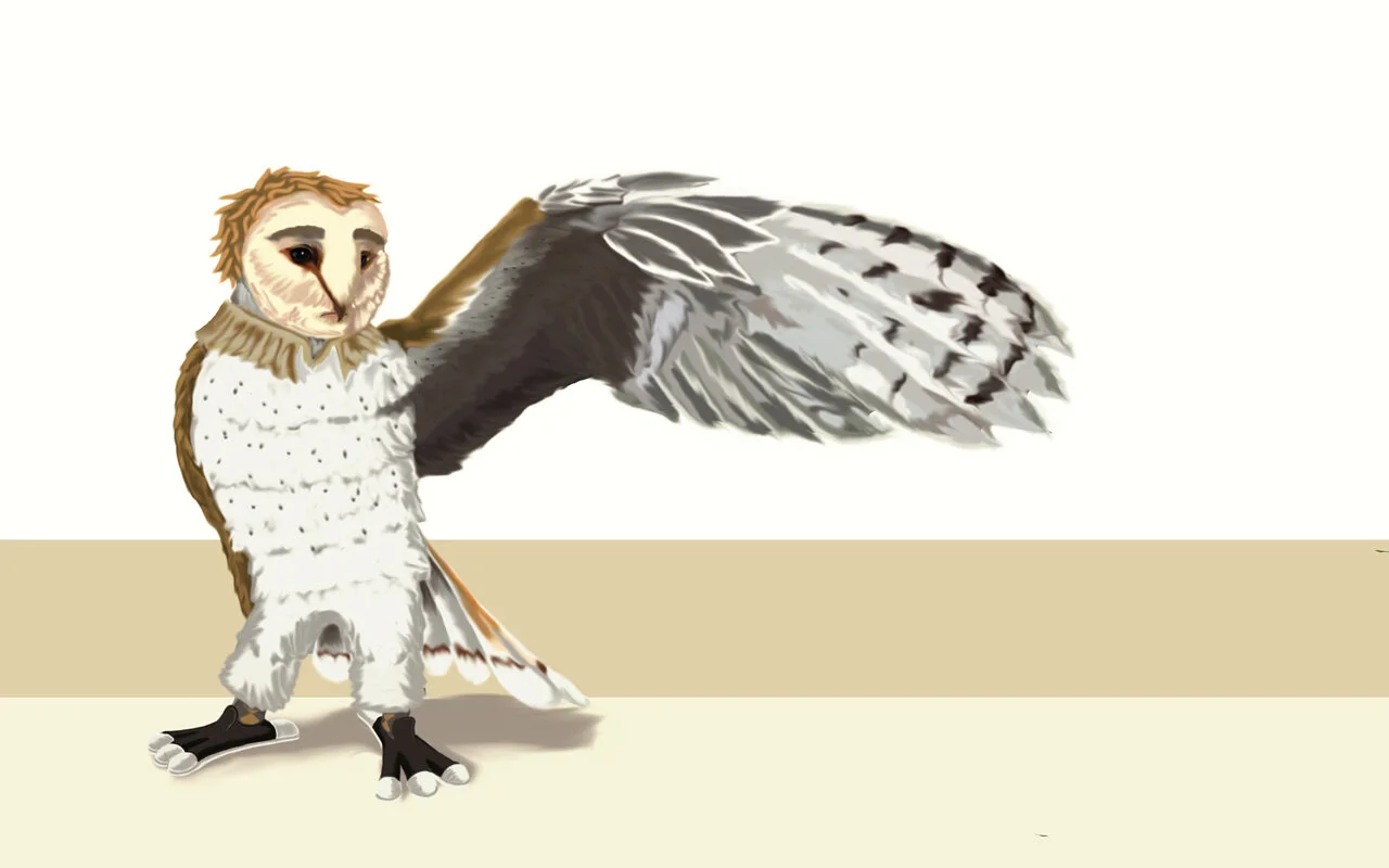 Animal Self-Portrait | Concept Art Class Project An assignment to create a melding of my own physical and emotional characteristics with an animal that exhibits similar qualities, with the solemnity of the barn owl highlighting my own reserved natur…