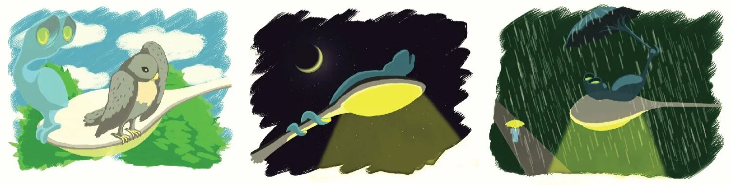 Vantage | Concept Art Class Project Drawing from the evocative-yet-sketchy storyboard style of Pixar, which they use to quickly convey action, tone and emotion, I put their technique to use in this trio of images, which illustrate the life of a shy …