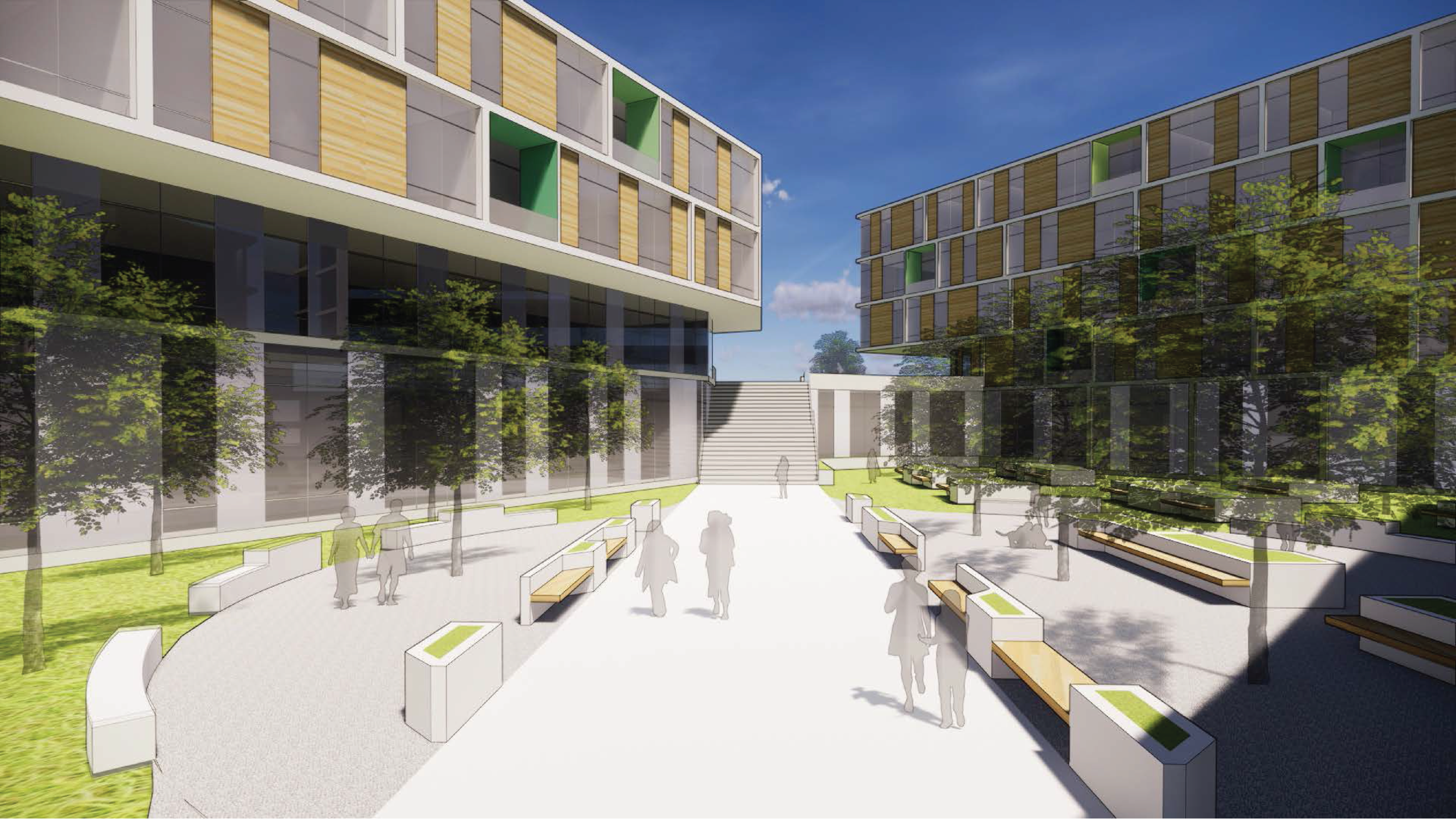 Supporting a Healthy Lifestyle This design was focused around supporting wellness in a variety of ways, including encouraging movement and activity, providing access to daylight and views, and creating connections with the surrounding community.