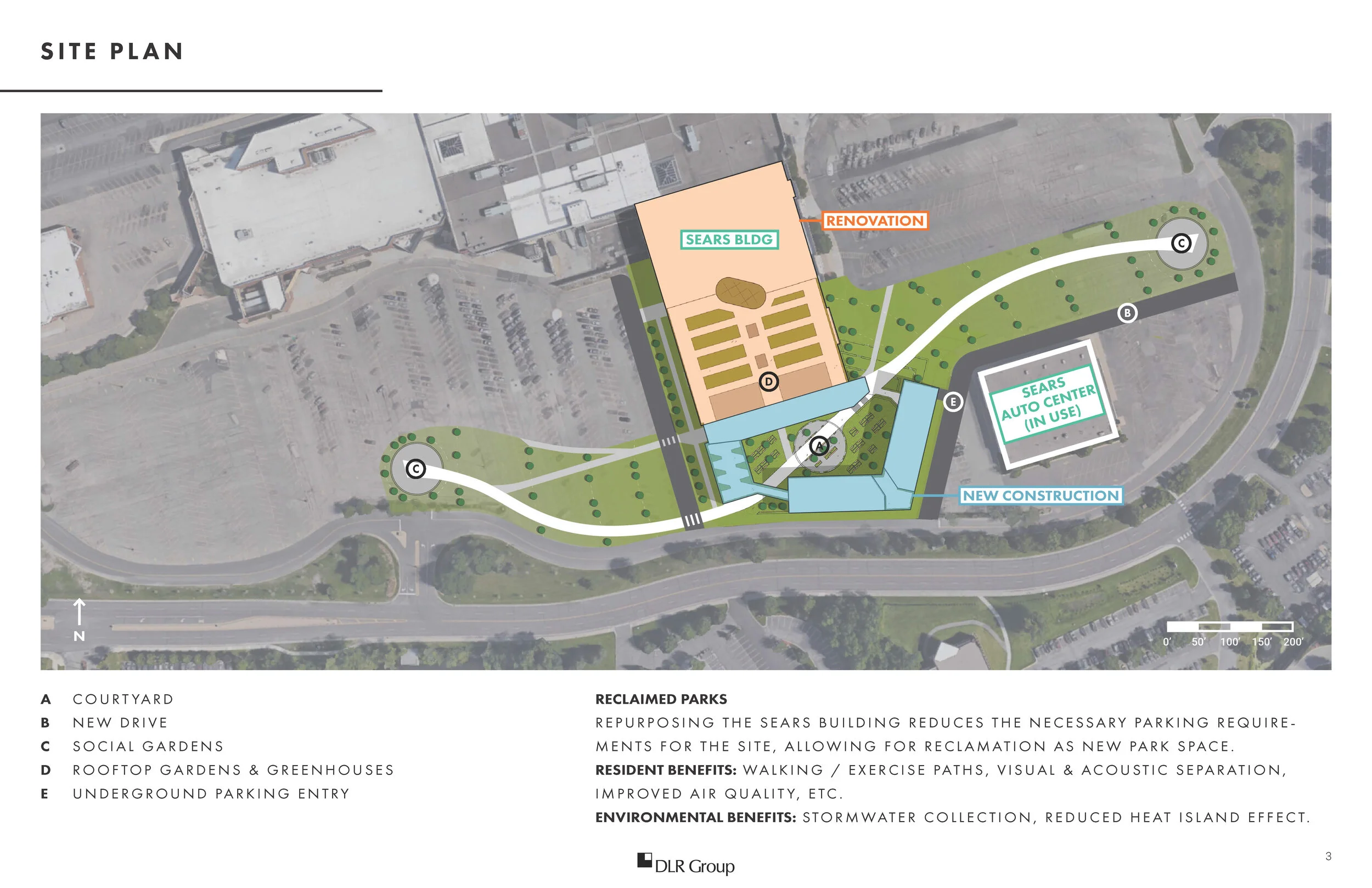 Replacing Parking with Park Space Because malls typically have more parking than is required for much of the year, we proposed replacing swathes of existing parking with urban park space. Not only would this be highly beneficial to residents, but it…