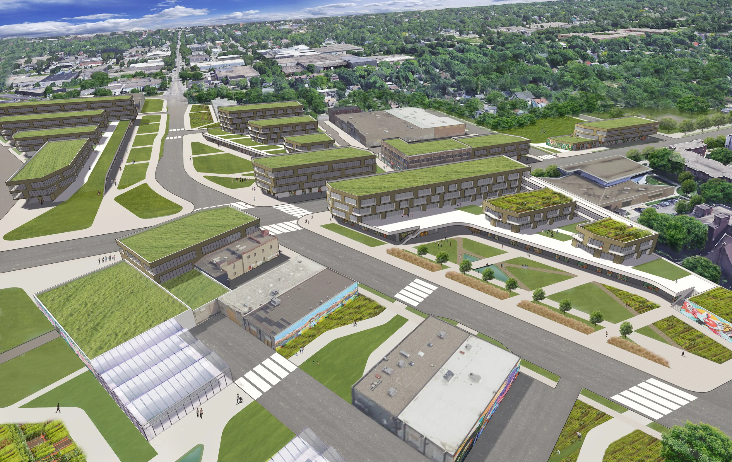 New parkways create healthy recreational spaces while also reclaiming surfaces from impervious parking lots, reducing flooding and filtering runoff before it reaches the river, as well as supporting biodiversity, pollinators, and urban agriculture. …