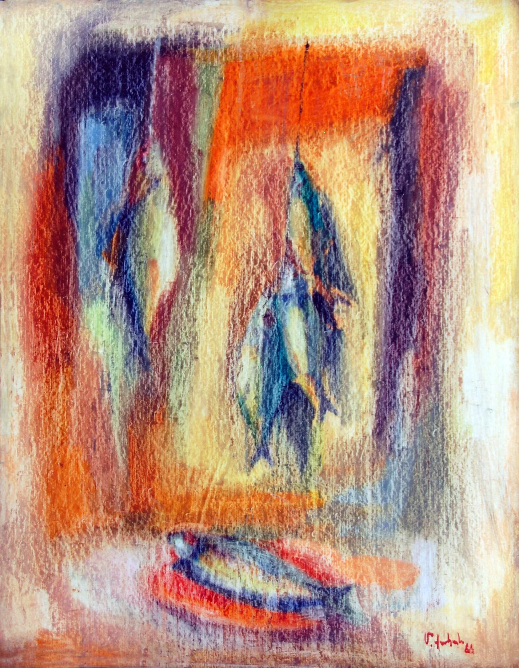 "Drying Fish" 48x32 oil/board