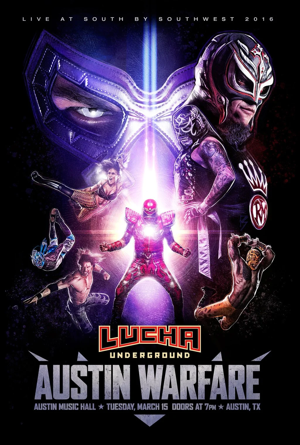 Luca Underground | Austin Warfare | Wrestling Event Poster for SXSW 2016 Key Art by Paul Shipper.