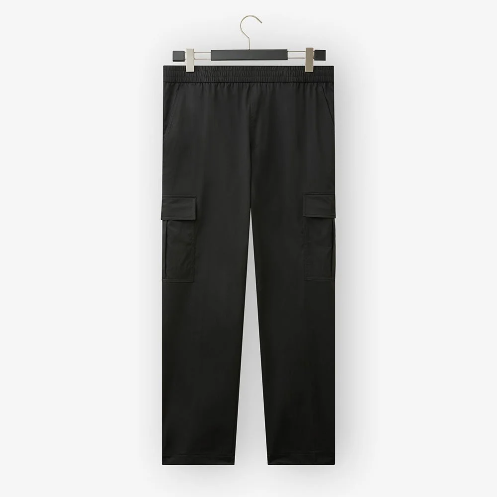 Flat lay hanger kleding productfotografie Genti broek zwart.jpg
