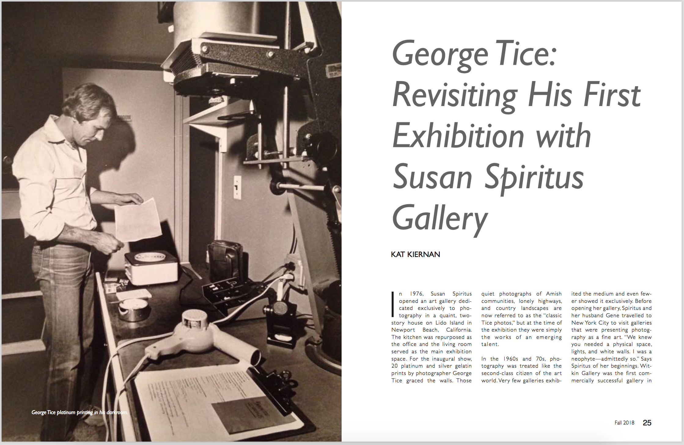 George Tice: Revisiting His First Exhibition with Susan Spiritus Gallery Don’t Take Pictures, Issue 11 (September 2018)
