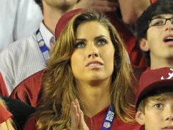 I wonder if she's looking at the awkward ESPN announcers..