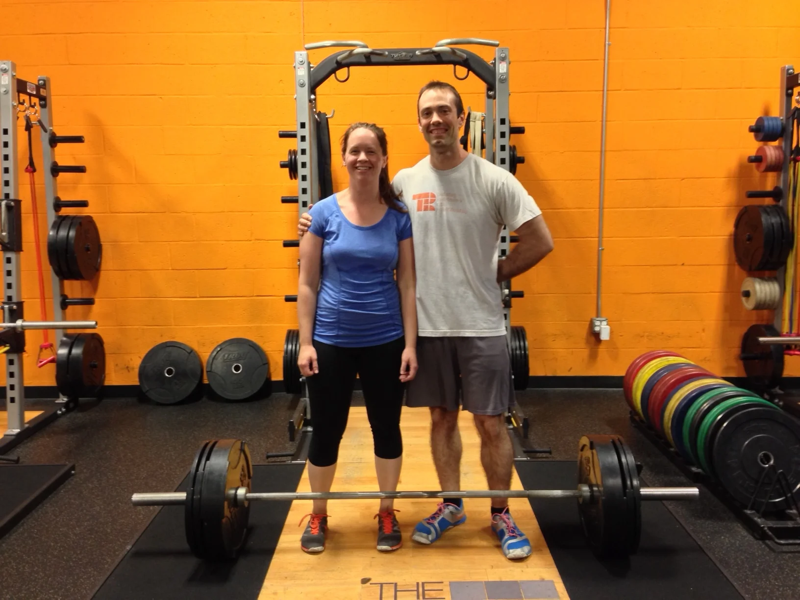 Sara and I with her (now outdated) deadlift PR.