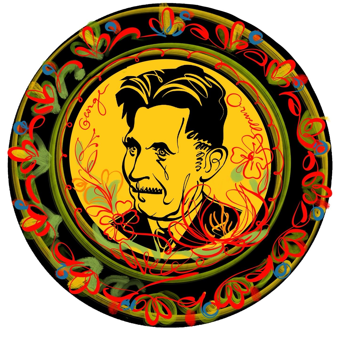 I have a plate to decorate, so I was thinking George Orwell plus flowers&hellip; ?

#portraitillustration #linedrawing #linedrawings #lineportrait #georgeorwell #illustration #illustrationart