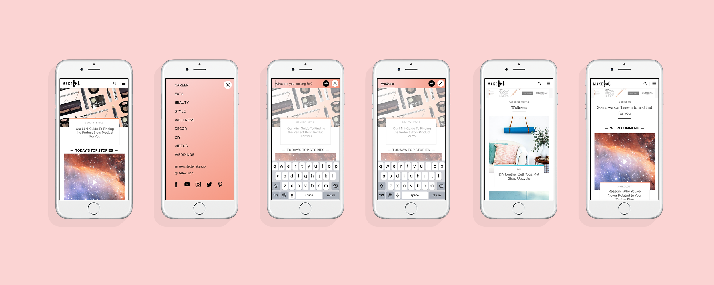 Color was also added to the mobile navigation and search flow.