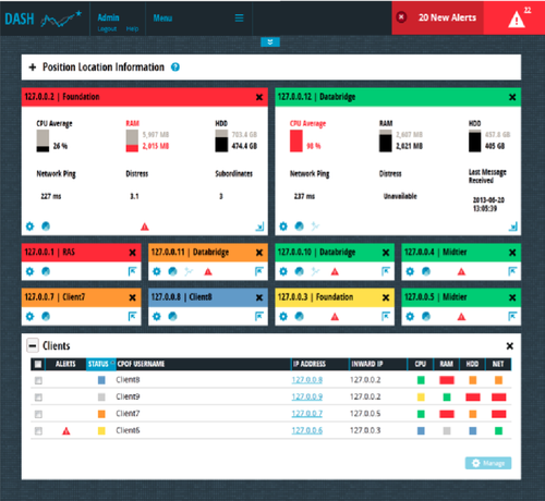 A final mockup of the front-end system, which we called The DASH. 