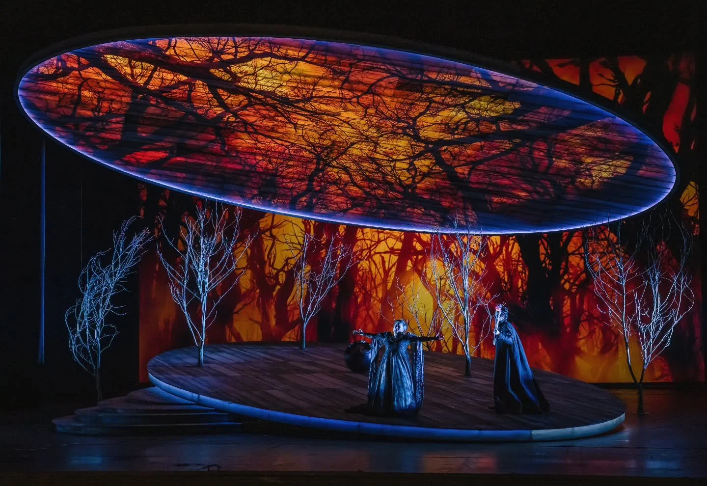 Tristan und Isolde.
Act II - A suspended forest.

@operacarlofelicegenova
Conductor @donato_renzetti_official
Dir. @laurencedalestagedirector
Design: Gary McCann.
Lighting @john_bishop_lighting_design
Video @leandro_summo 
Associate director and chor