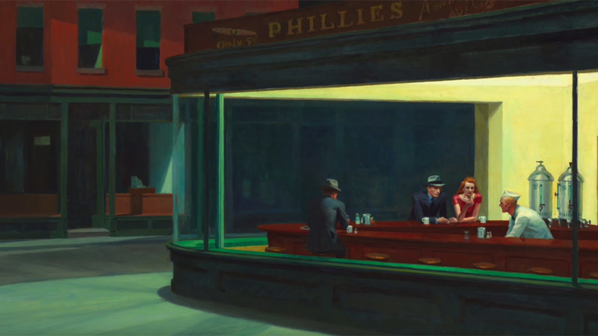 Nighthawks , Edward Hopper, 1942 (Art Institute of Chicago).