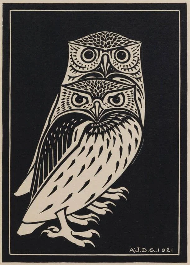 "Two Owls", da artista Julie de Graag (1877-1924)
