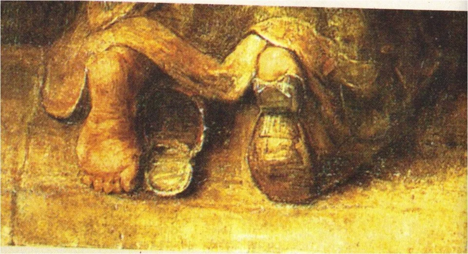 O Regresso do Filho Pródigo , Rembrandt (detalhe).