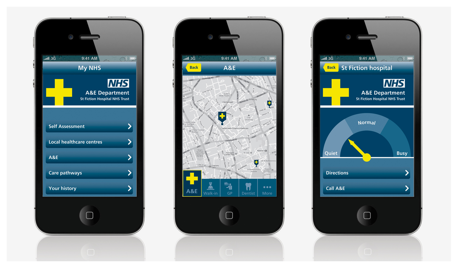  A smartphone app allows users to access information remotely to make informed decisions about which A&amp;E department to visit. 