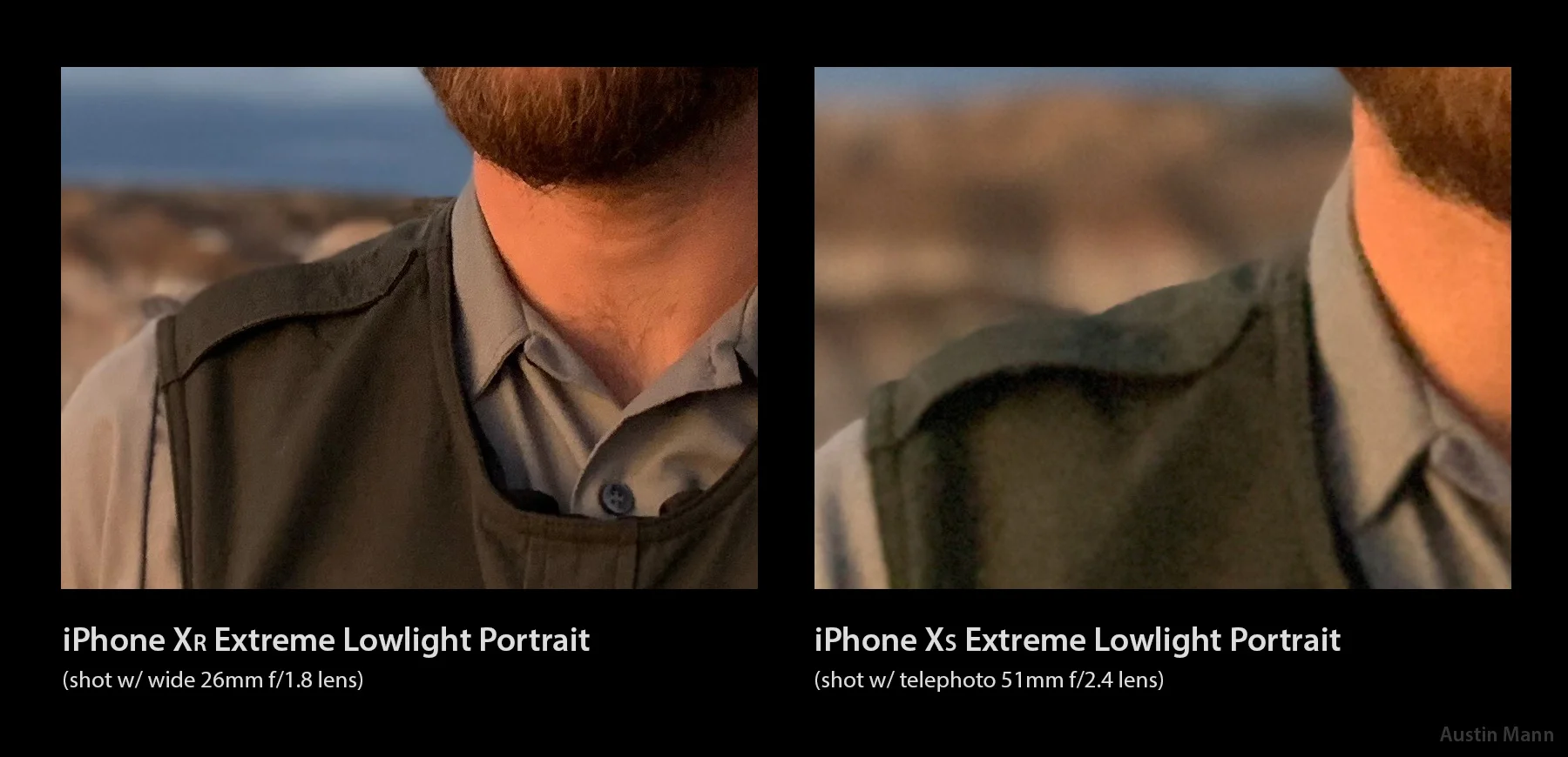 iPhone XR outperforms iPhone XS in some extreme low-light portrait performance.