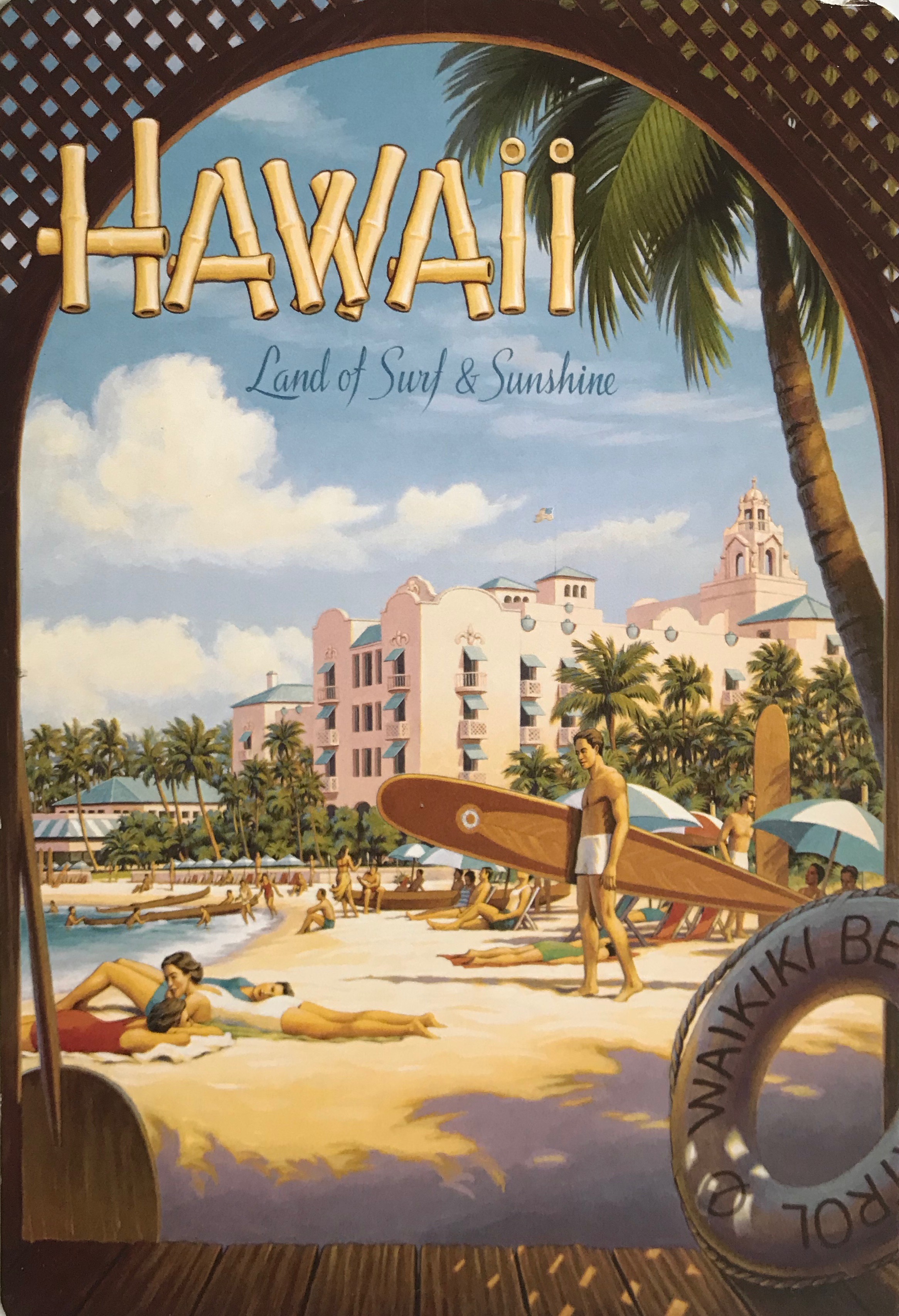 1960s Vintage Travel Poster Print Northwest Orient Airlines HAWAIIAN ISLANDS