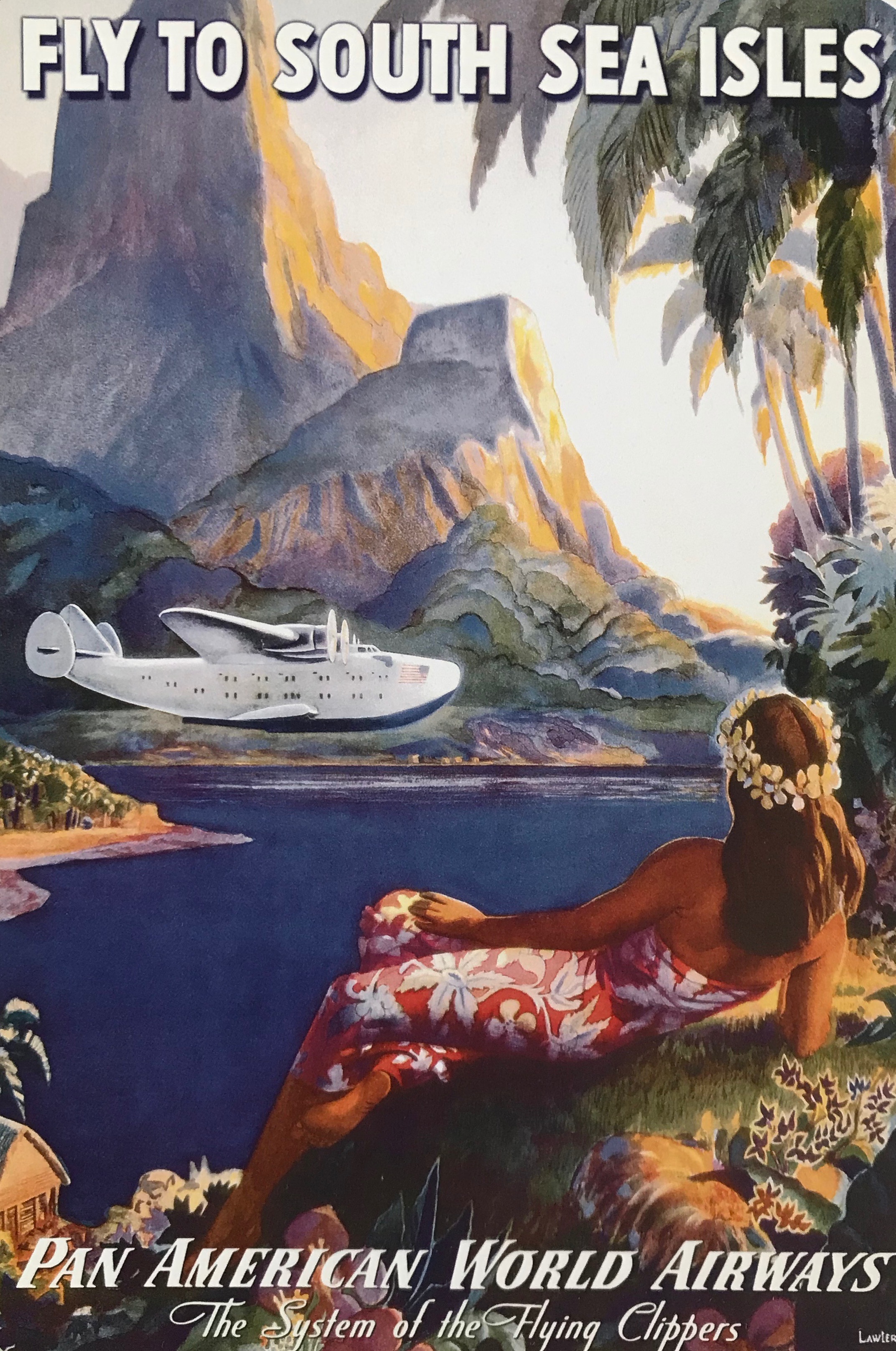 TX35 Vintage 1940’s HAWAII By Clipper Travel Poster Re-Print A1/A2/A3/A4 