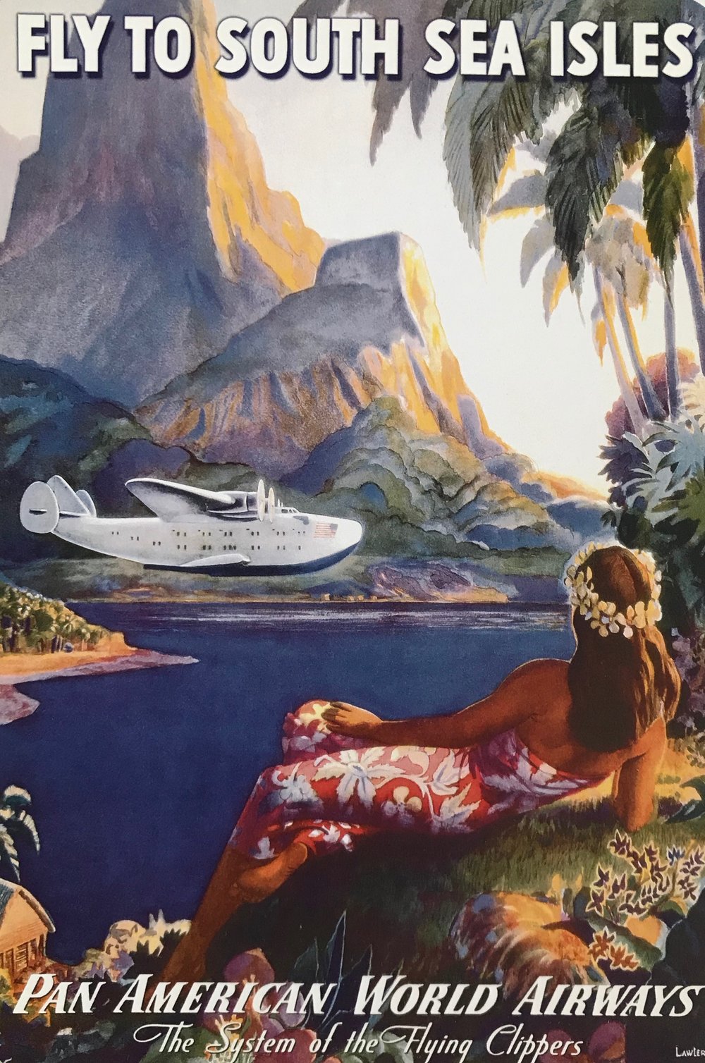 1960s Vintage Travel Poster Print Northwest Orient Airlines HAWAIIAN ISLANDS