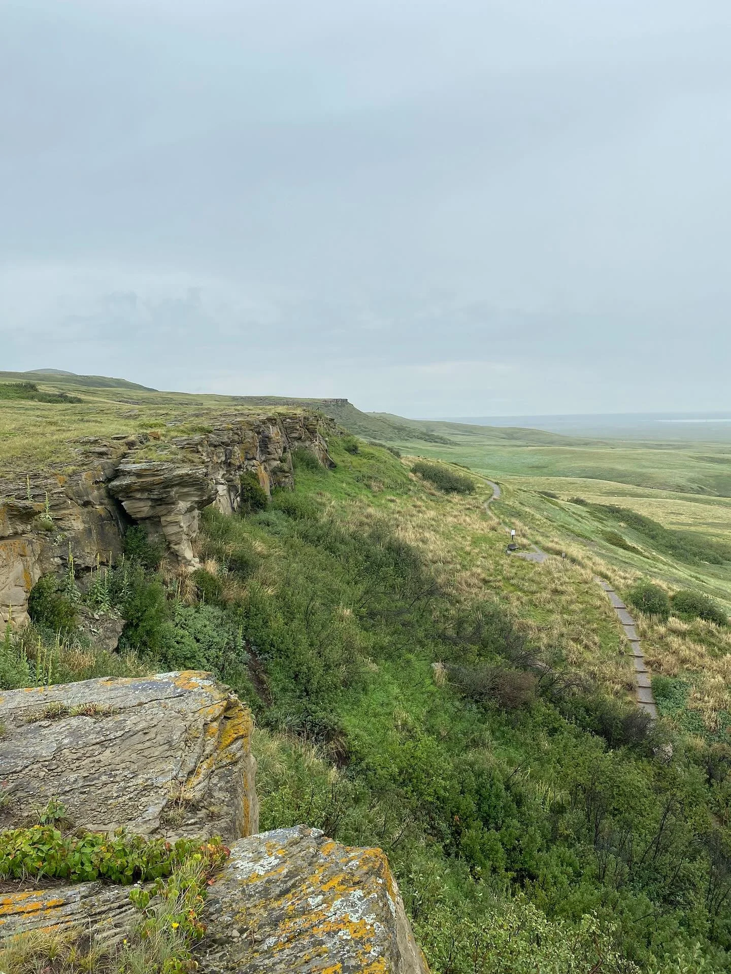 Gloomy skies, but Head Smashed In Buffalo Jump is still an incredible sight.