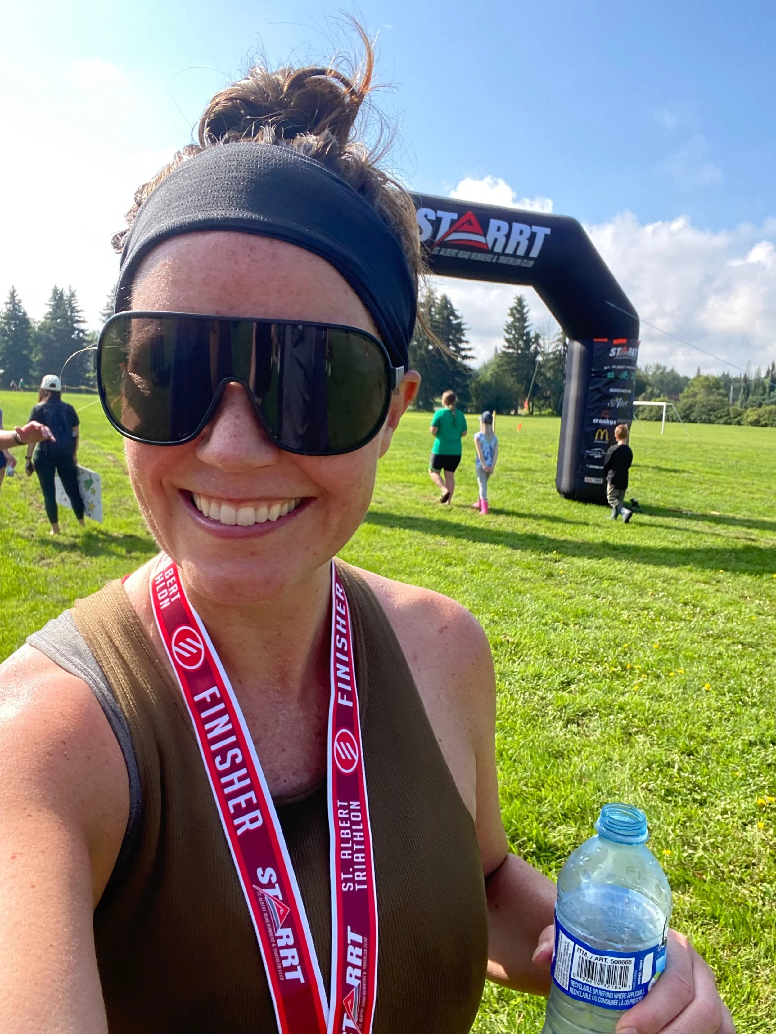 It&rsquo;s official&mdash;I&rsquo;m a triathlete! First triathlon in the books this morning. #firsttri #triathlon #raceday #iactuallydidit