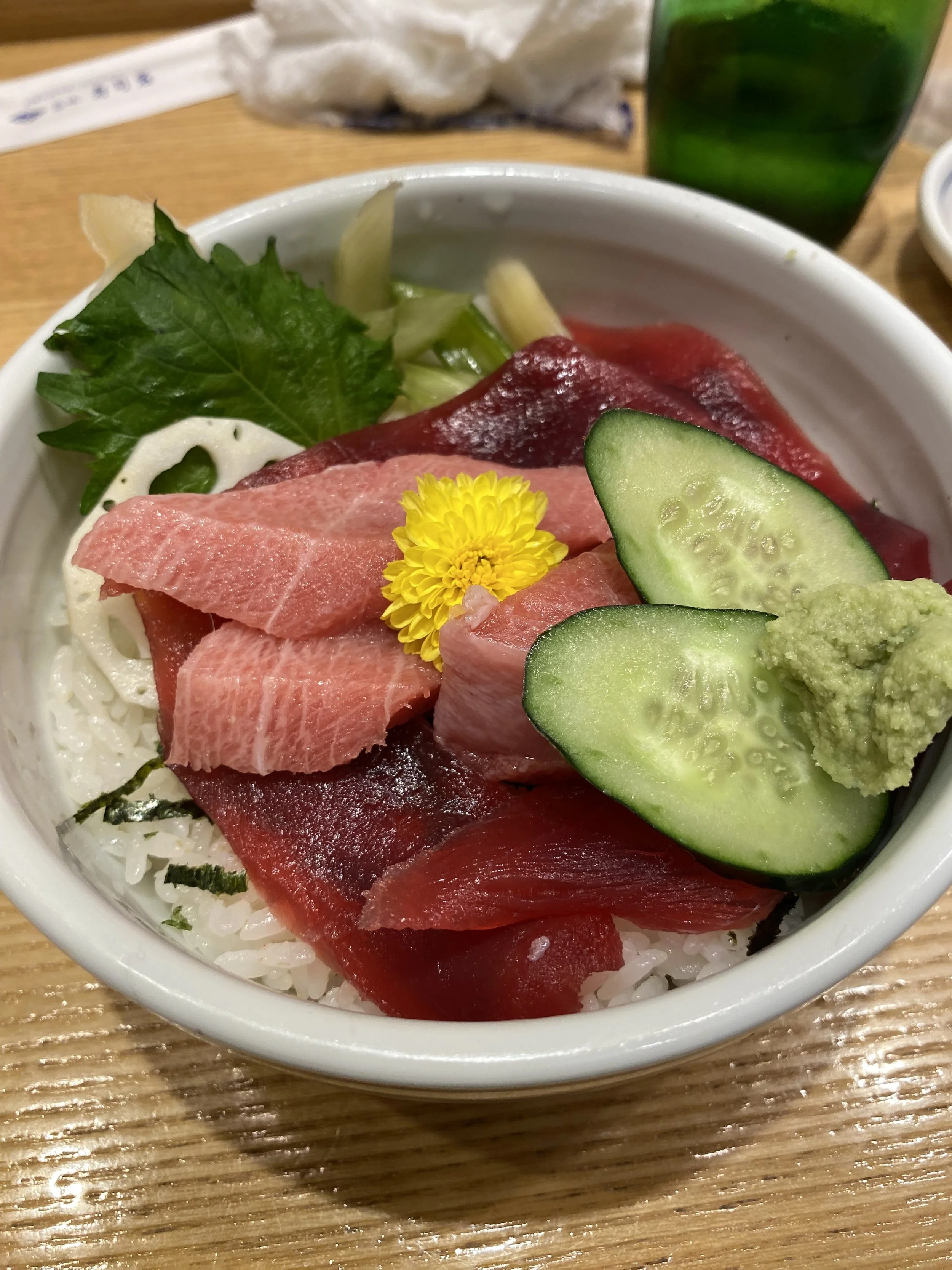 A rice and sashimi bowl
