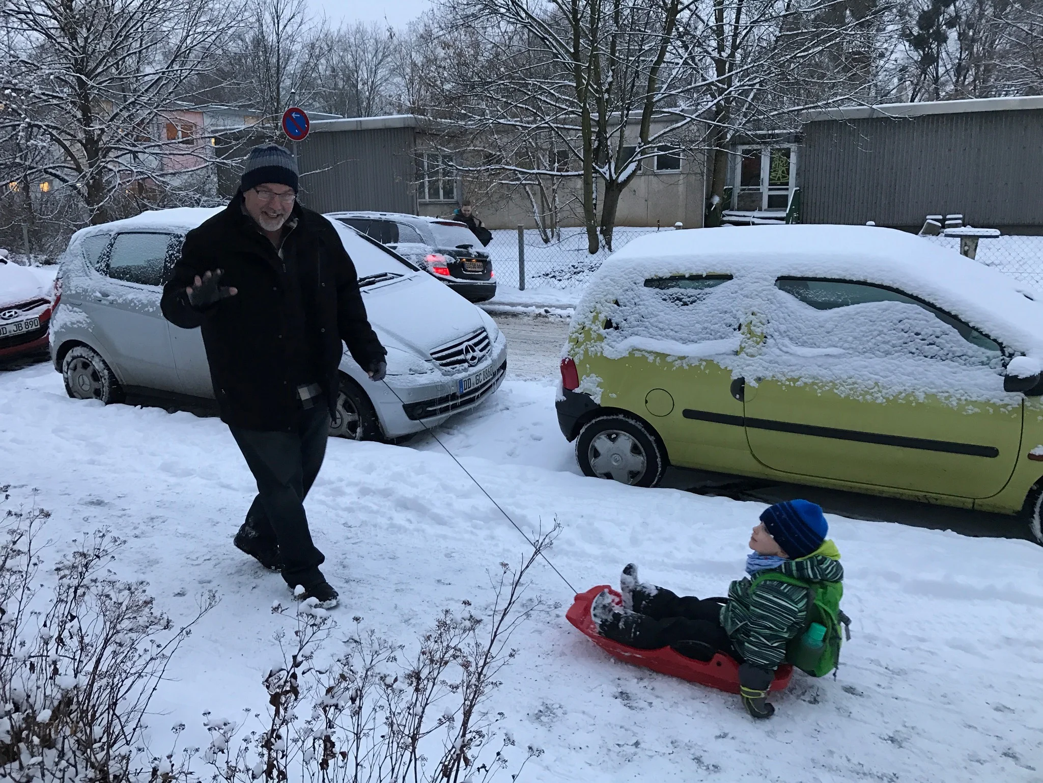 Papa Rocco bringing Ollie to school.