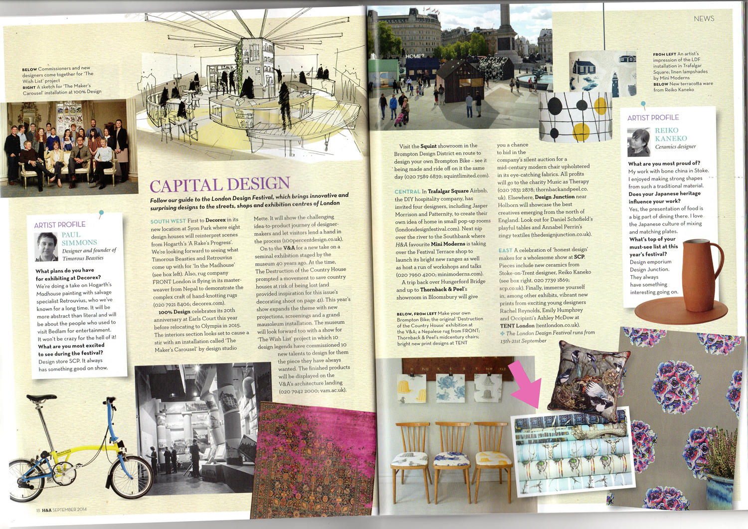 Rachel's work is highlighted in the September issue of Homes & Antiques magazine, celebrating a variety of designers to look out for at the forthcoming event, Tent London as part of London Design Festival.