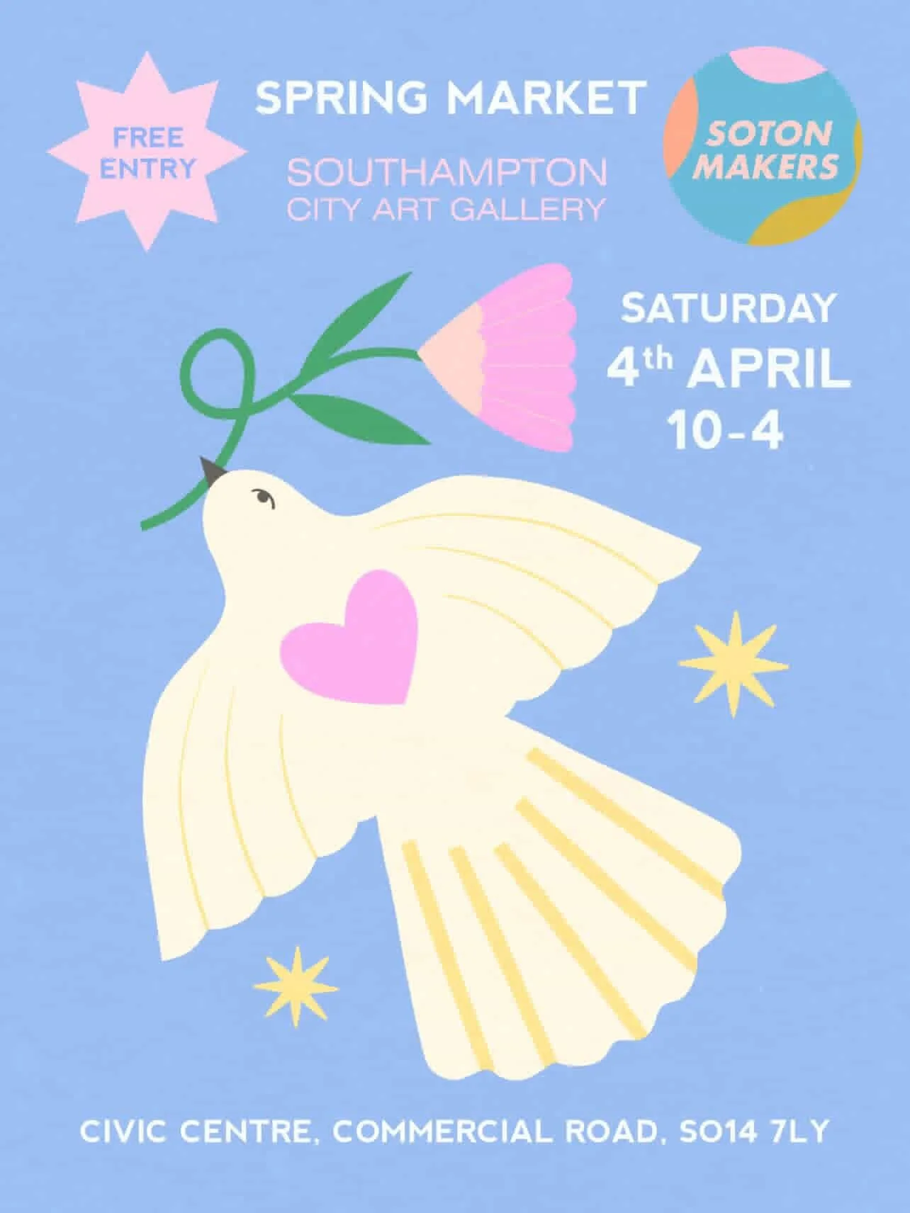 A Dove with flower stem