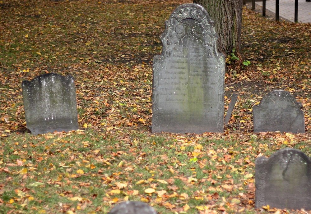 The Granary Burying Ground on Tremont Street in Boston. The stones here date to 1660 and include the graves of Paul Revere and signers of the Declaration of Independence. (JOHN McPHEE)&nbsp; 