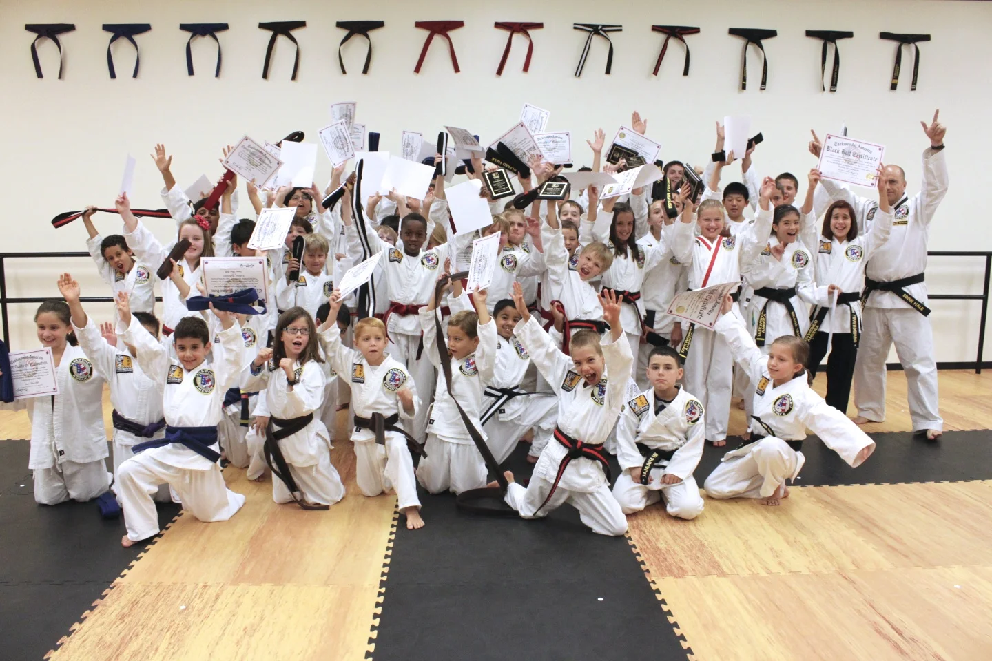 The picture shows our advanced students - Brown through Black Belt.
