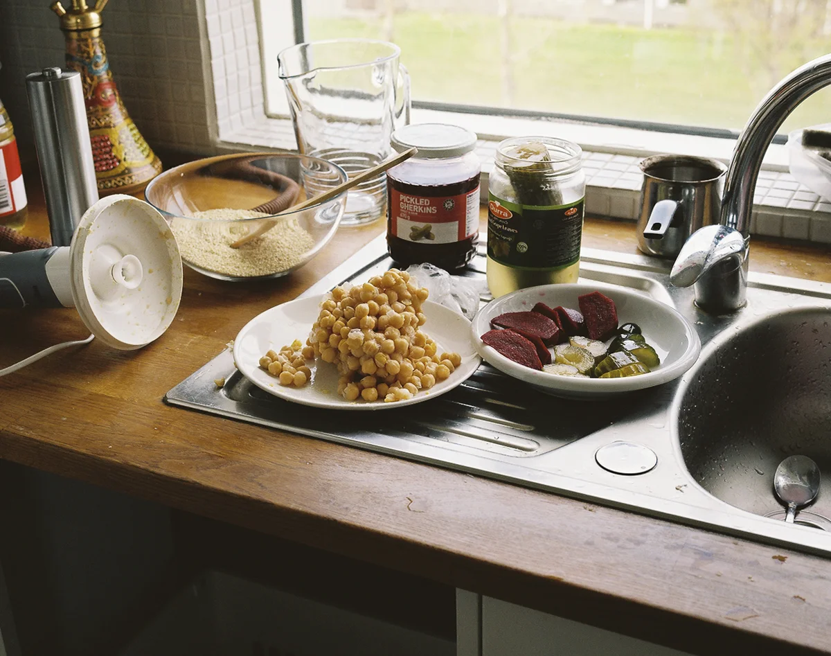 Maher and Hiba prepares traditional Syrian dishes at home, often pickling their own vegetables and making bread and hummus from scratch.