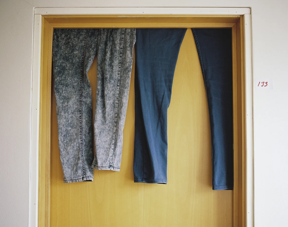 Laundry hung to dry at a shelter for asylum seekers in Akranes, Iceland.