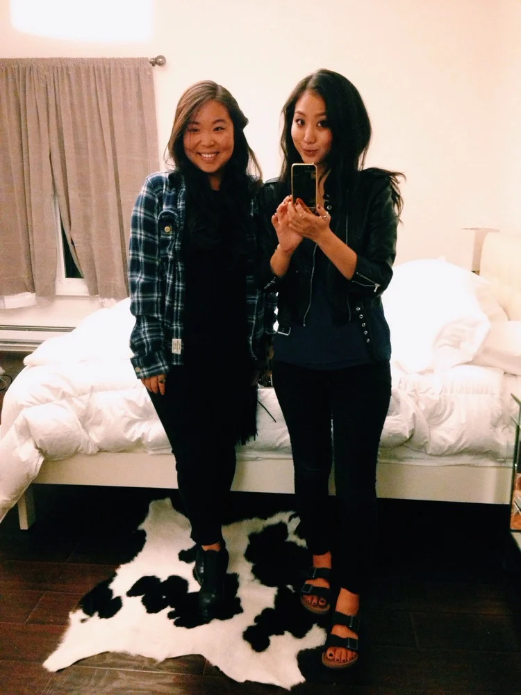 NASTYGAL cropped leather jacket / ZARA silk cami / GAP jeggings / BIRKENSTOCK Arizona sandals