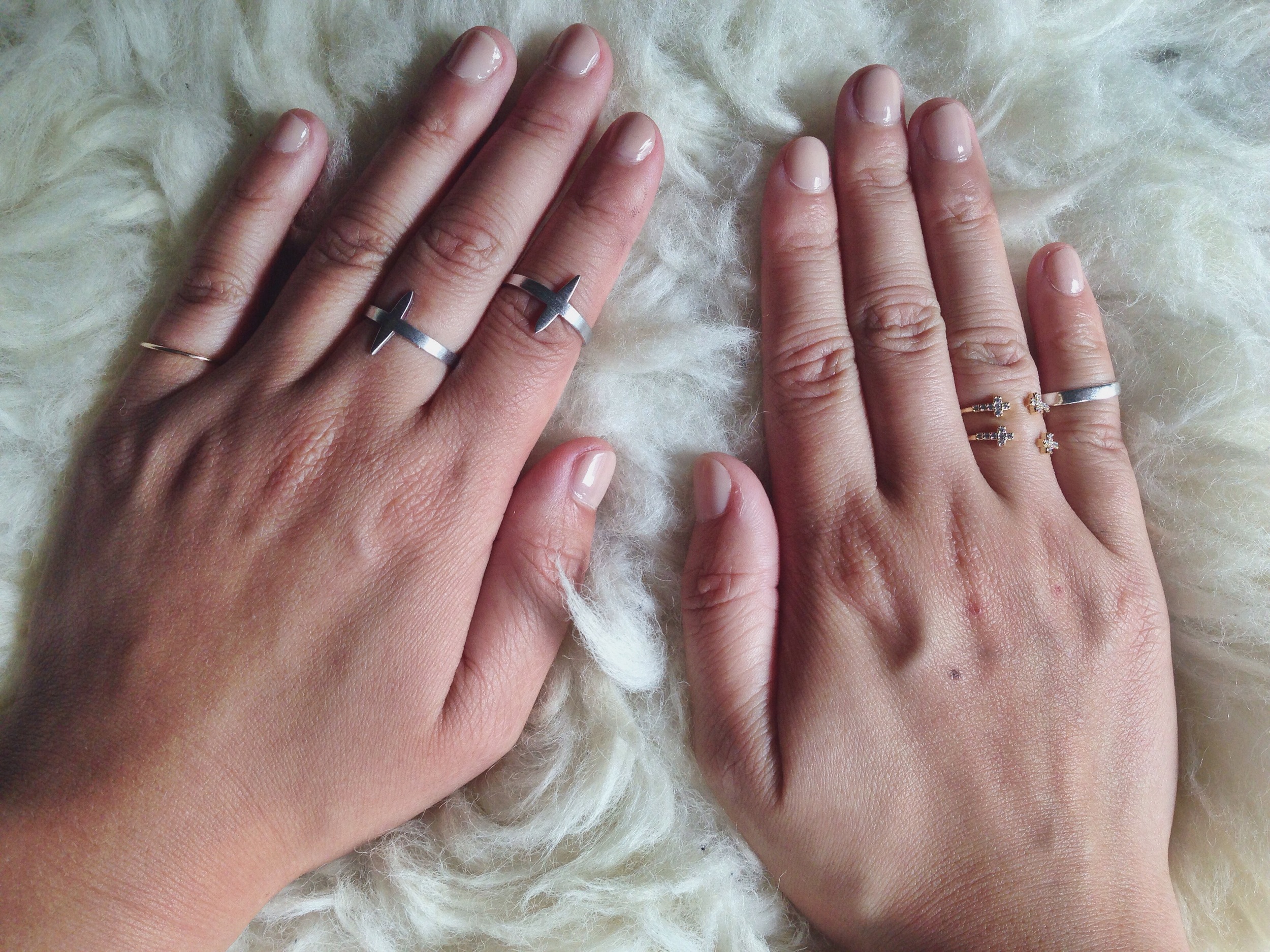 (FROM LEFT) HOMEGROWNSILVERSTONE stacking rings (via Etsy) / RUE GEMBON Natascha Silver midi ring duo / RUE GEMBON Vincy Gold midi ring set / CATBIRD Tomboy knuckle ring