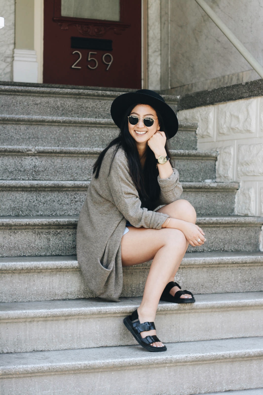 © photo credit: workitberk.blogspot.com T BY ALEXANDER WANG shirt / COS cardigan / REFORMATION shorts / JANESSA LEONE Gabrielle hat / GIVENCHY Obsedia bag / ZARA sandals / RAY-BAN sunglasses / ANOTHER FEATHER bangle / LARSSON & JENNINGS watch