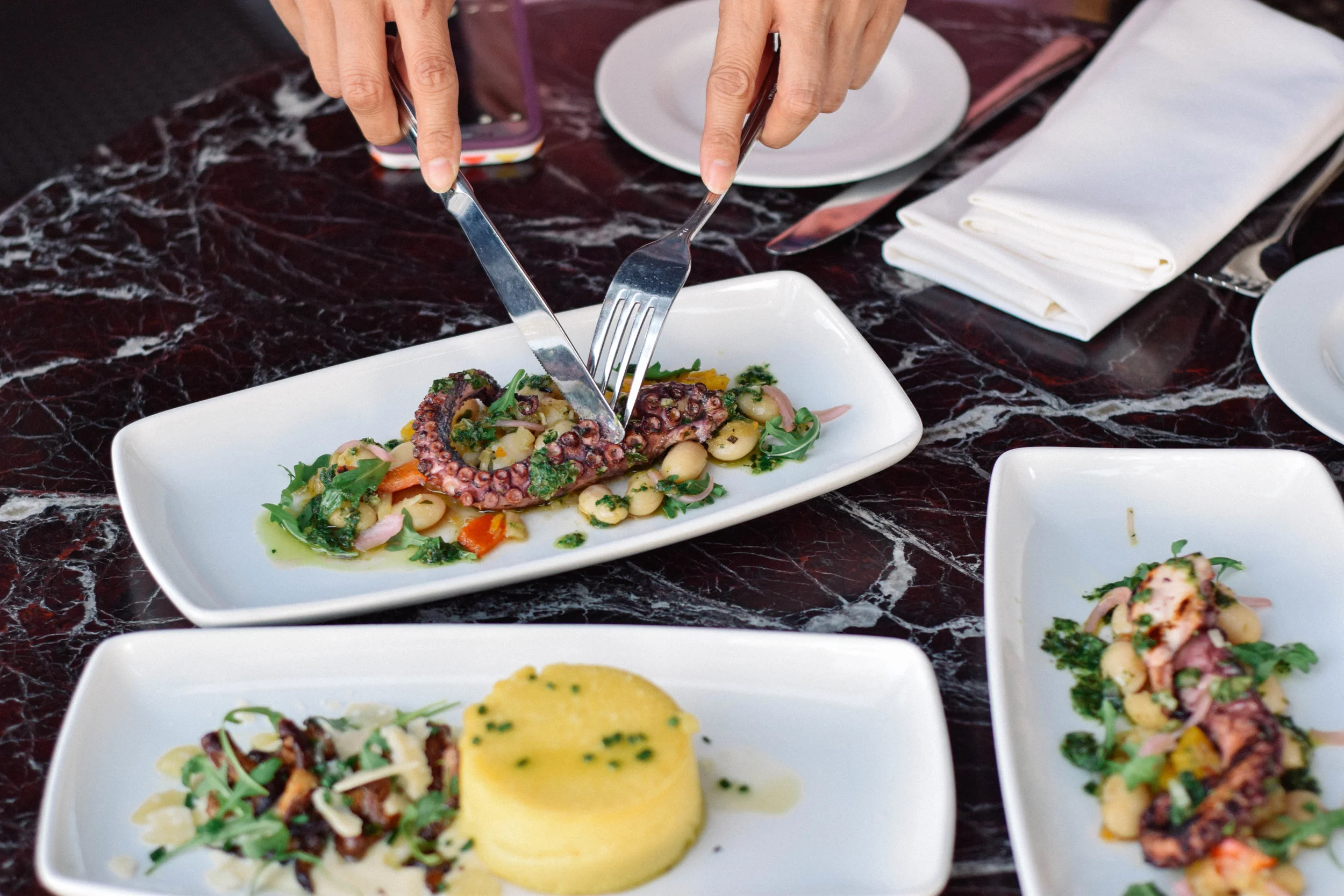 GRILLED MONTEREY SQUID + SWEET CORN CUSTARD @ POGGIO