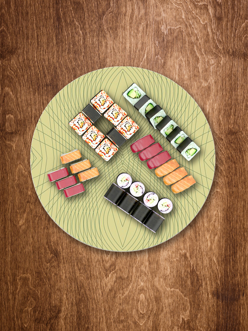 mustard platter with sushi on a table portrait.jpg
