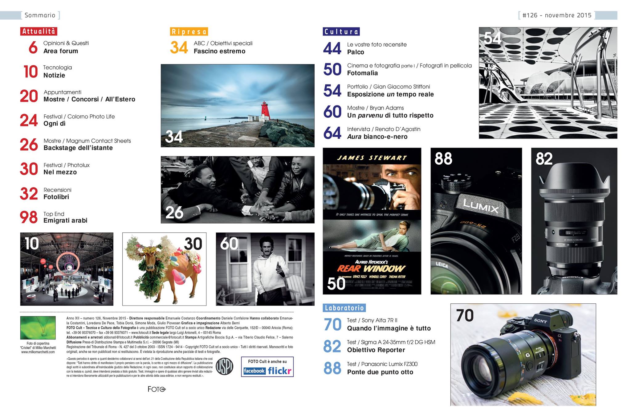 The index of the magazine "Foto Cult" Issue of November.