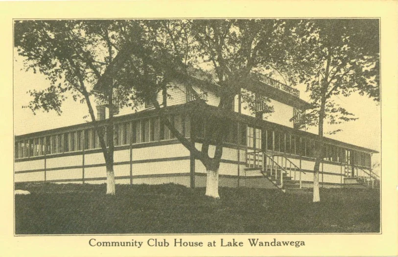 A vintage postcard featuring the Community Club House, now known simply as "The Club House."