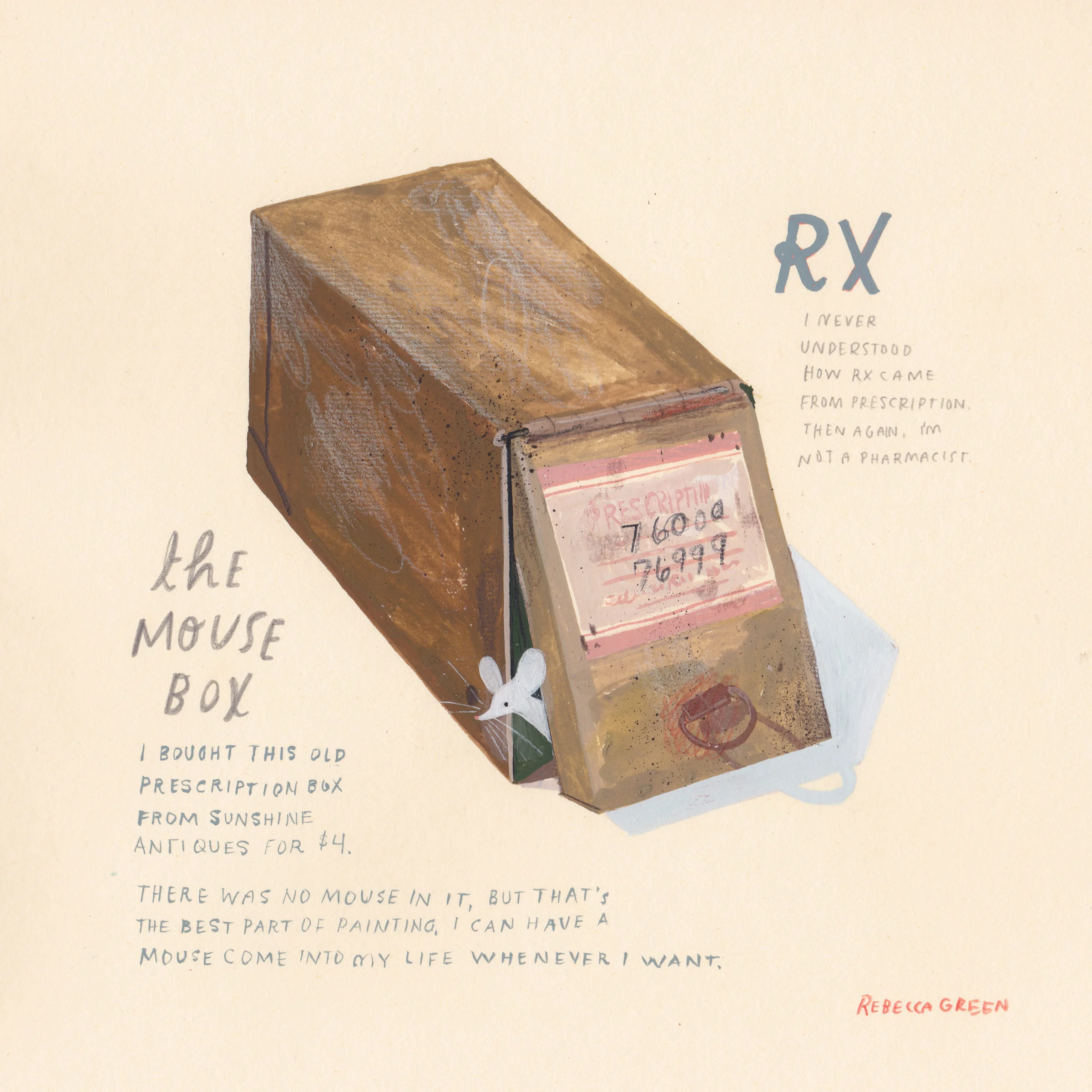 'The Mouse Box' 8x8" Gouache and Colored Pencil on Paper