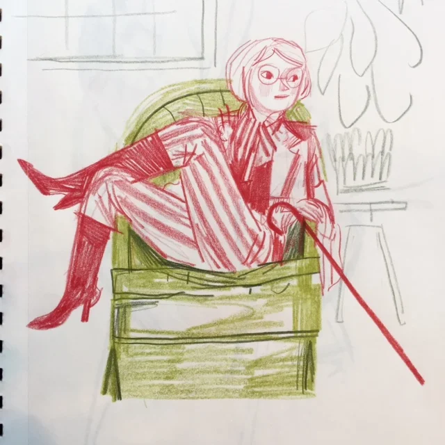 Green and red colored pencil 