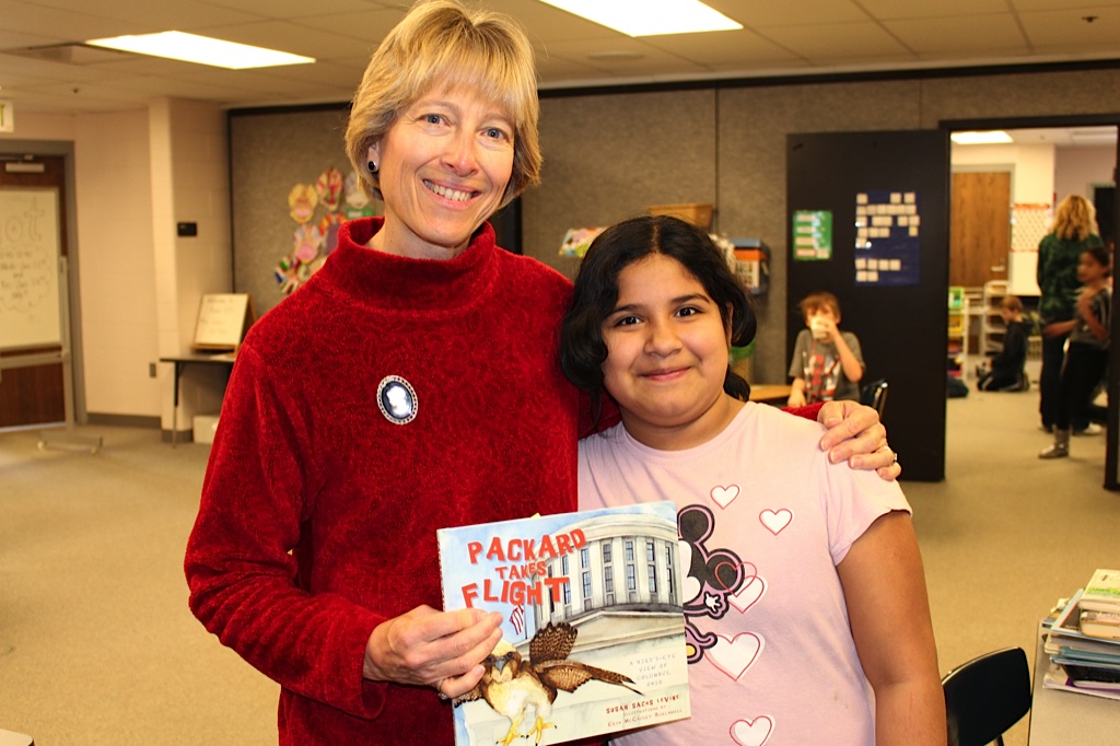 Susan Levine autographed over 50 books for Darby Woods 4th graders!