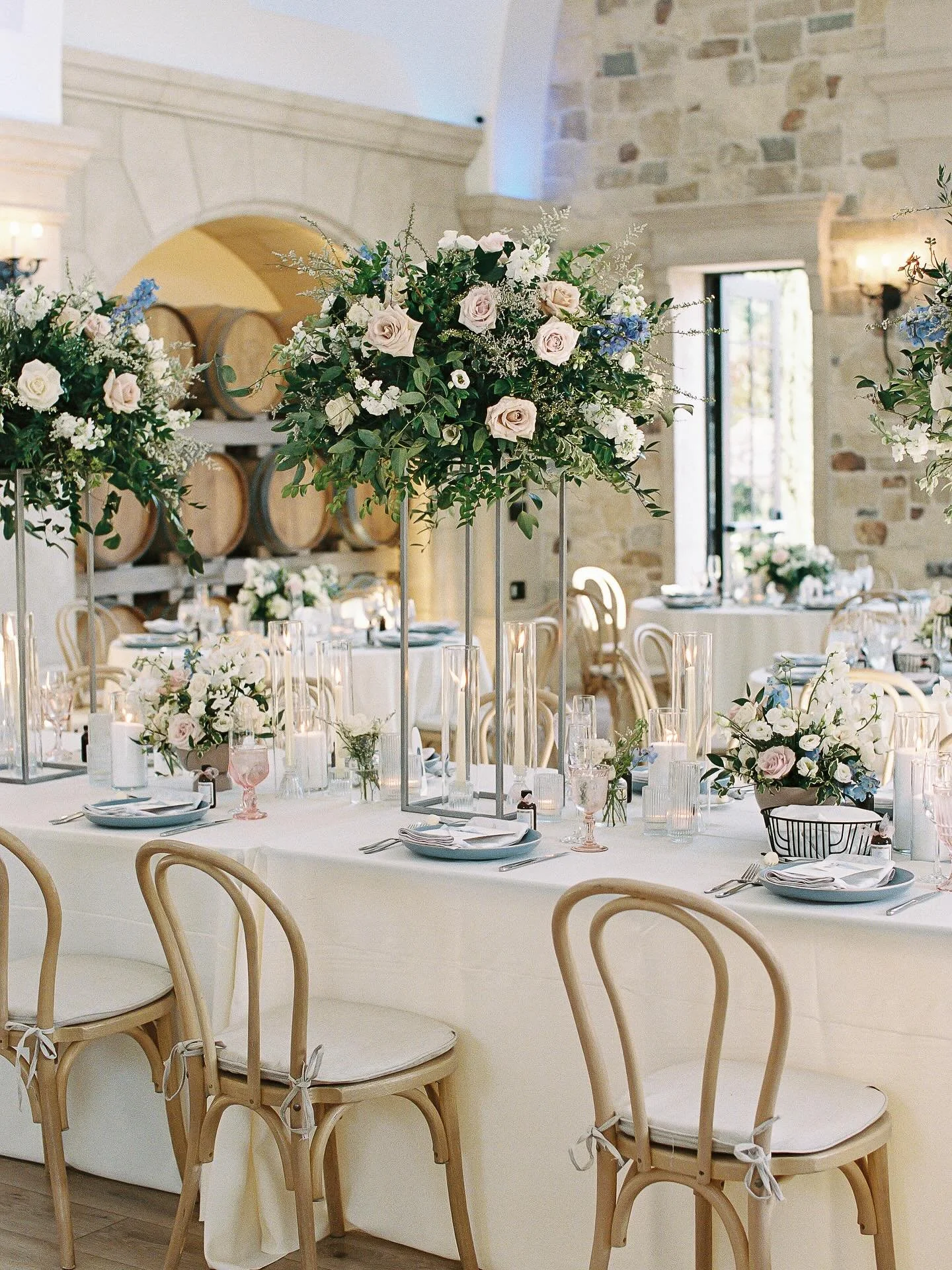 The Touch of Blue from our Cornflower plates adds so much depth to the tablescape!
 
Venue @monserateweddings 
Planning &amp; Design @michellegaribayevents 
Photography @allielindseyphotography 
Video @amariproductions 
Floral Design @soireefloraldes