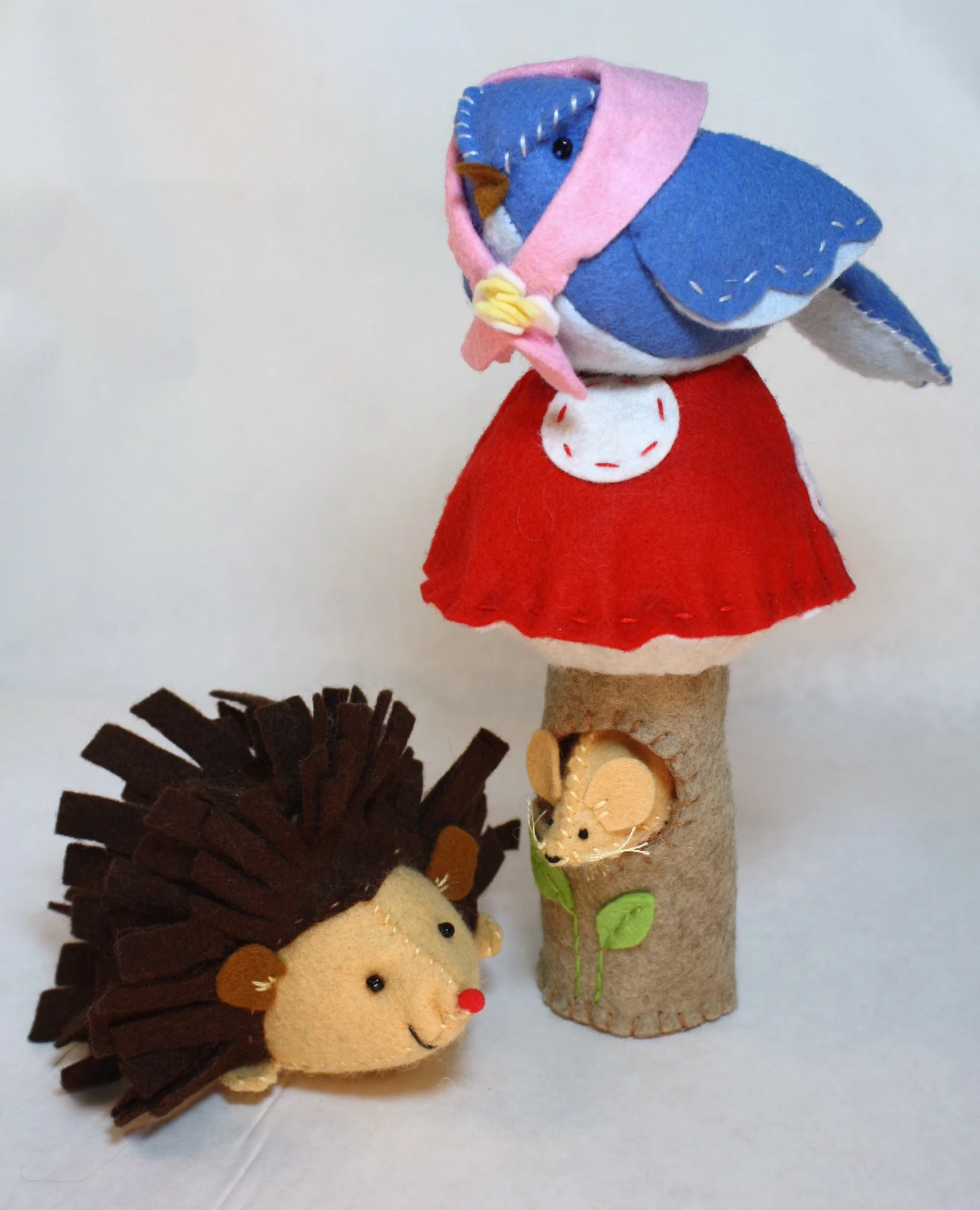 Betty Bluebird, Mousey Mushroom, and Prickles