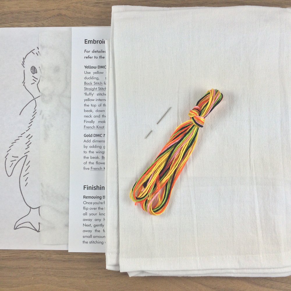 Duckling Embroidered Whimsy Tea Towel Kit — Heidi Boyd