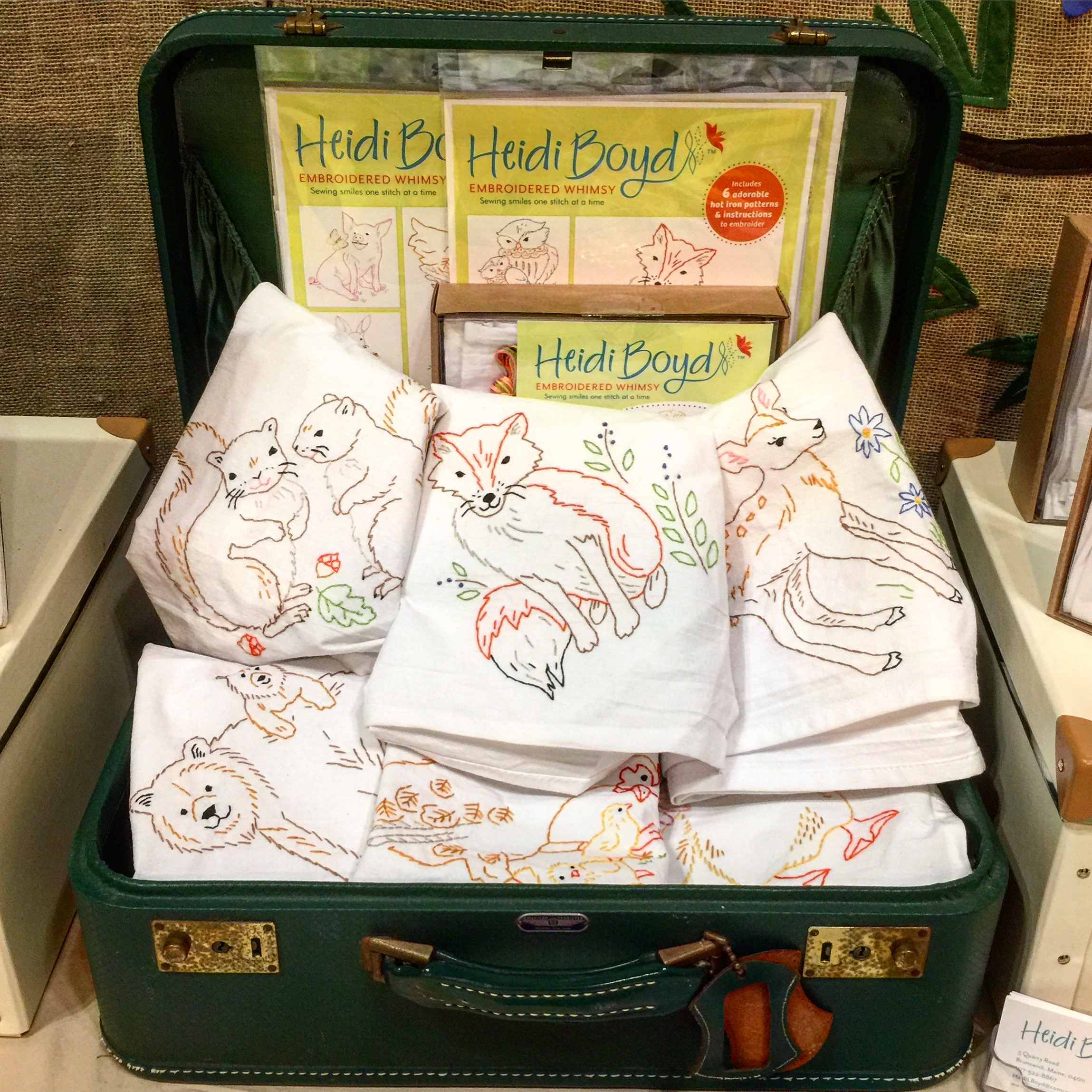 Finished Tea Towel Kits on display at National Stationary Show in NYC