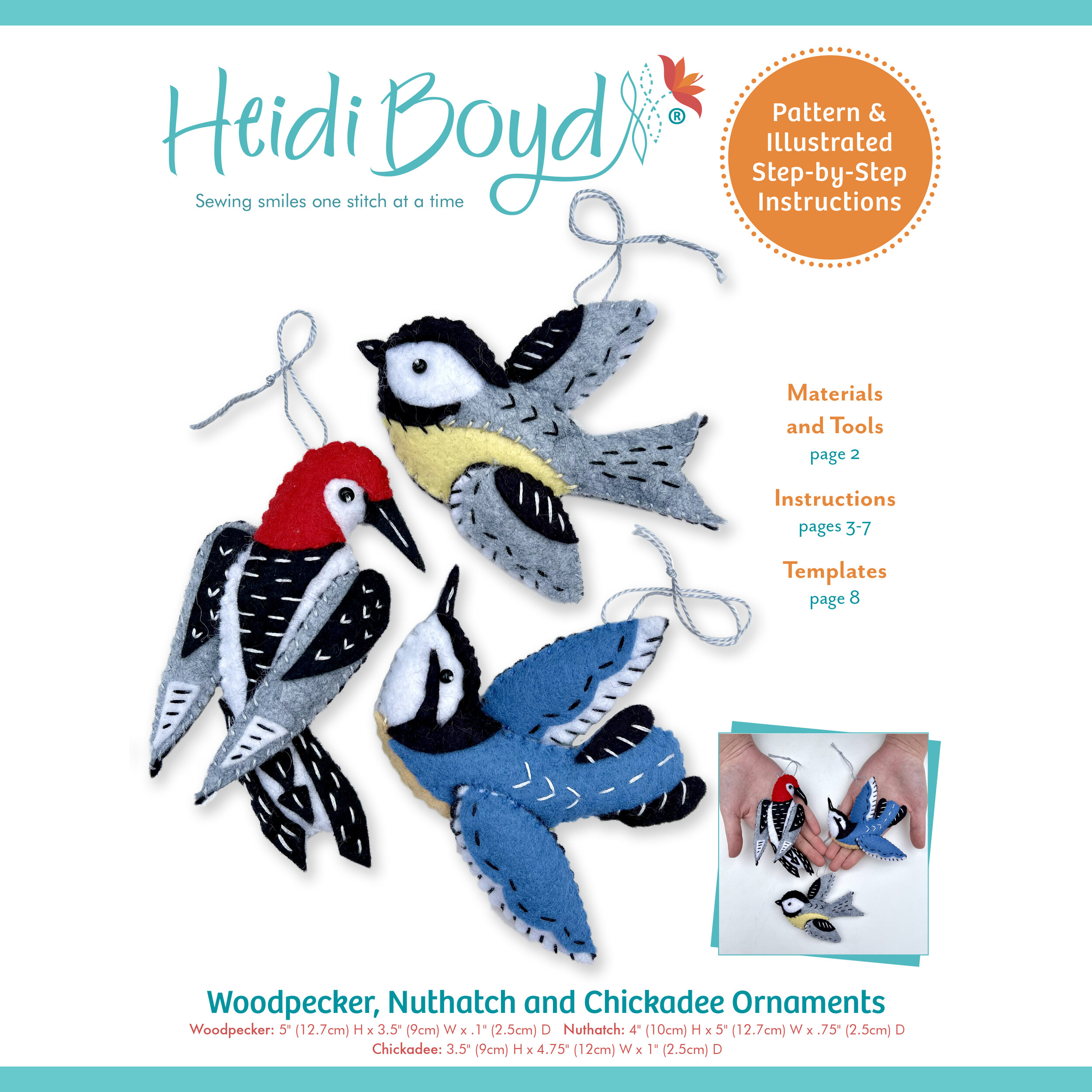 Woodpecker, Nuthatch and Chickadee Ornaments